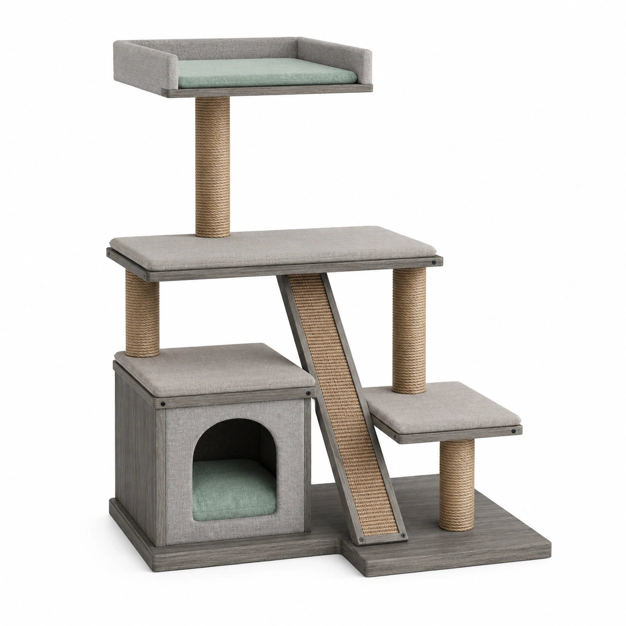 Árbol para Gatos con Madera, Poliéster y Sisal 115cm