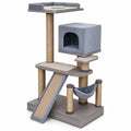 Árbol rascador para gatos de MDF y cuerda de sisal Gris claro
