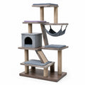 Árbol para gatos de varios niveles con hamaca, rascadores y estructura de Madera