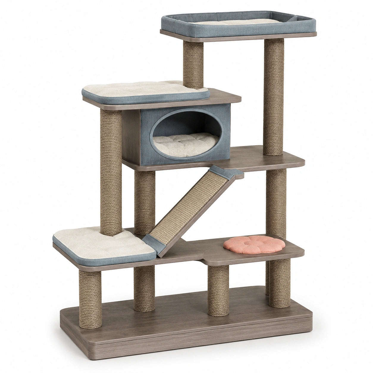 Árbol para Gatos de Madera con Rascadores de Sisal y Cojines