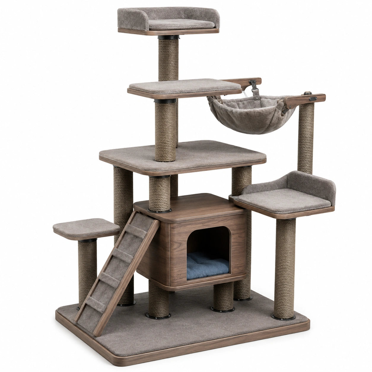 Árbol para Gatos de Madera y Sisal con Hamaca