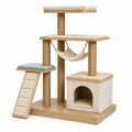 Árbol rascador de madera y sisal con felpa para gatos 120cm