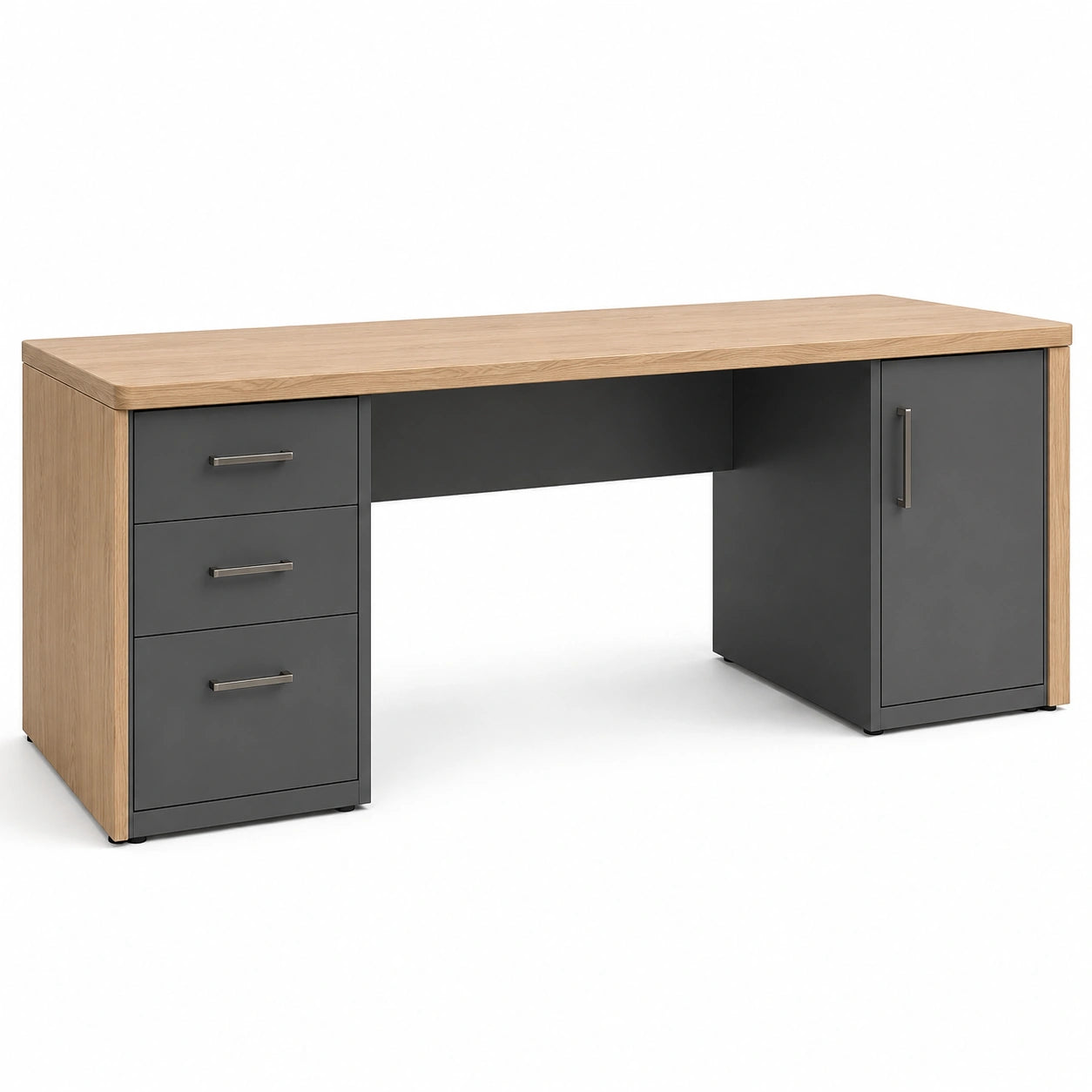 Mesa de Oficina de Madera y Metal con Cajones y Puerta 160x60x75 cm