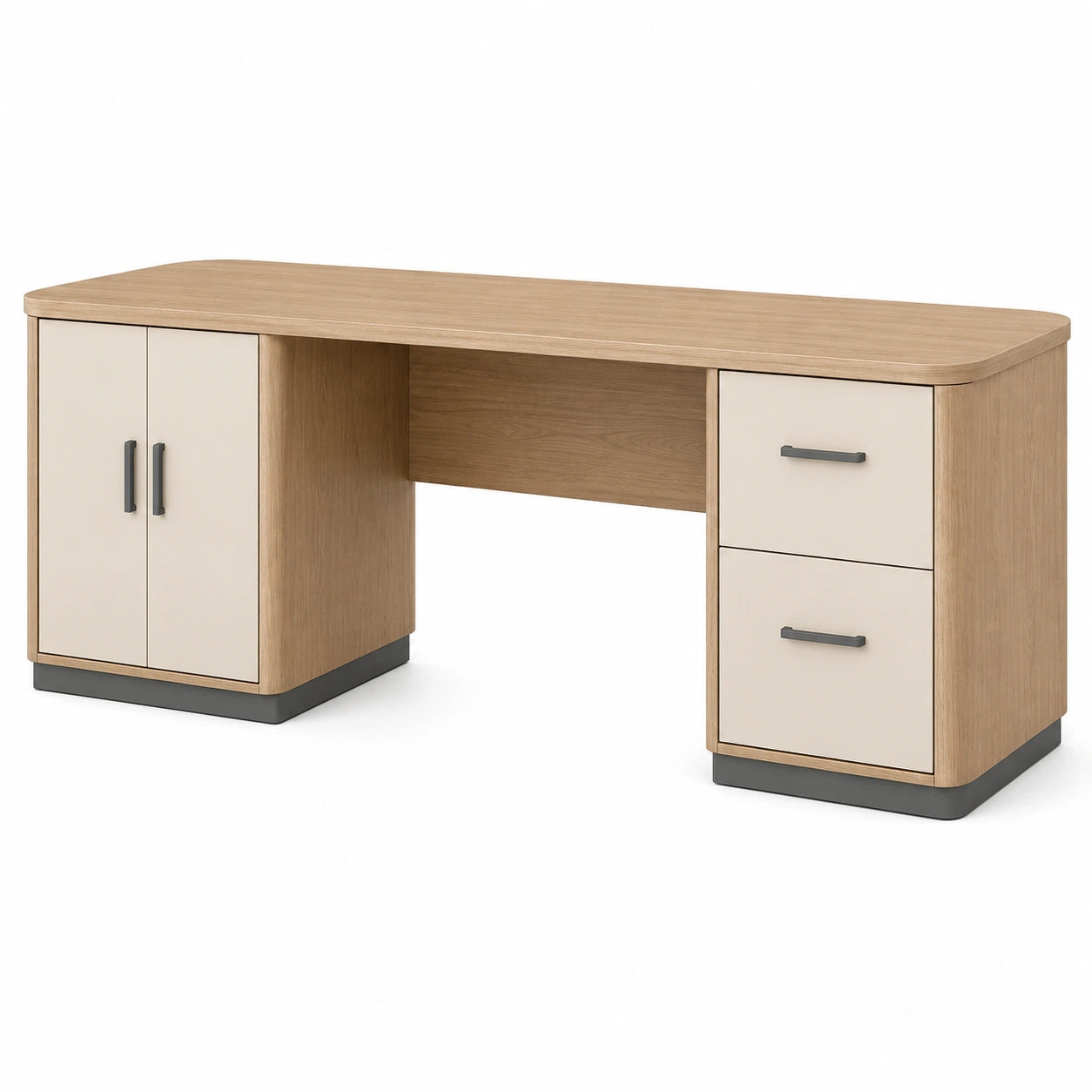 Escritorio de madera con almacenamiento de 2 cajones y 2 puertas