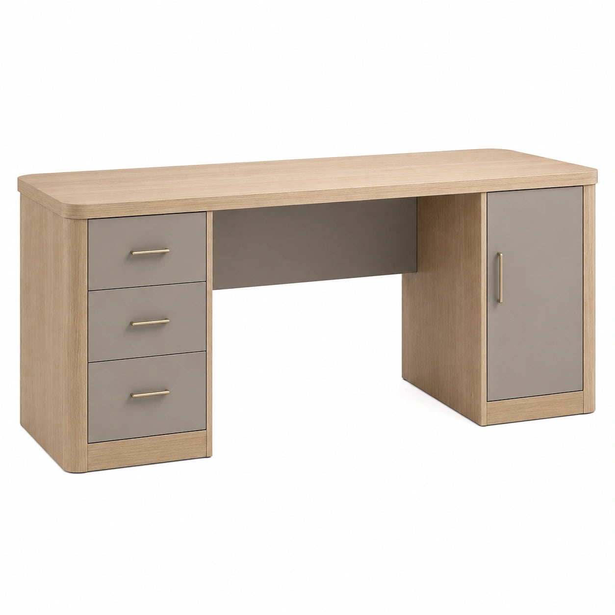 Escritorio de Madera con Cajones y Armario Roble y Gris 120x40x75 cm