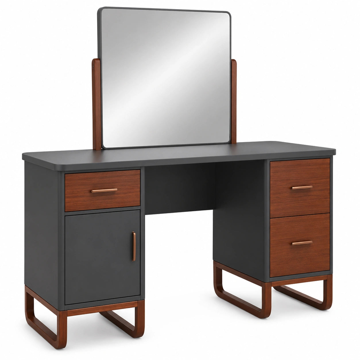 Tocador de Madera y Metal con Espejo Vidrio Templado 120x45x75 cm