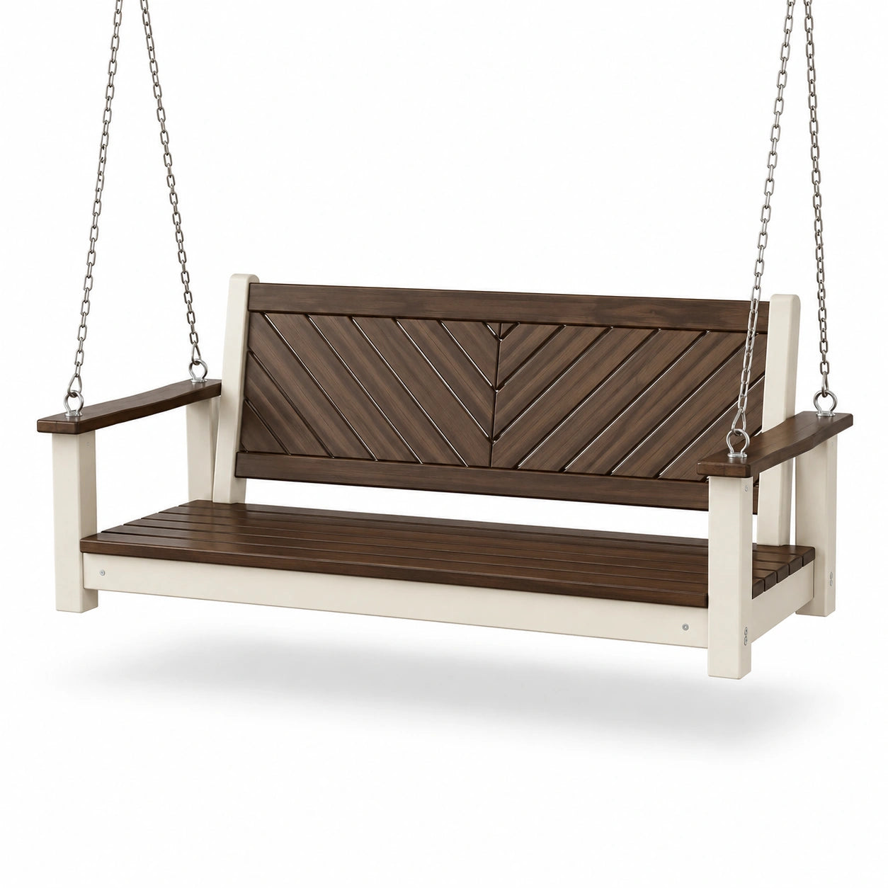 Banco colgante de madera y metal para exteriores Marrón/Beige