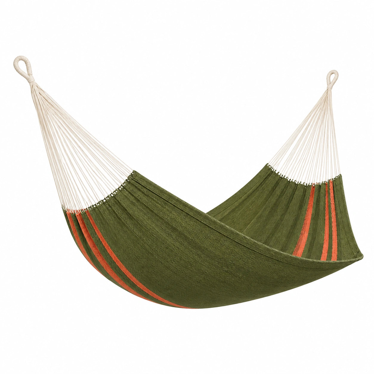 Hamaca de Algodón para Exterior Verde y Naranja