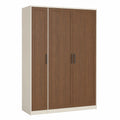 Armario de MDF y Acero con 3 Puertas Marrón y Beige 180x60x200 cm