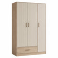 Armario de Madera Laminada de 3 Puertas con Cajón Beige