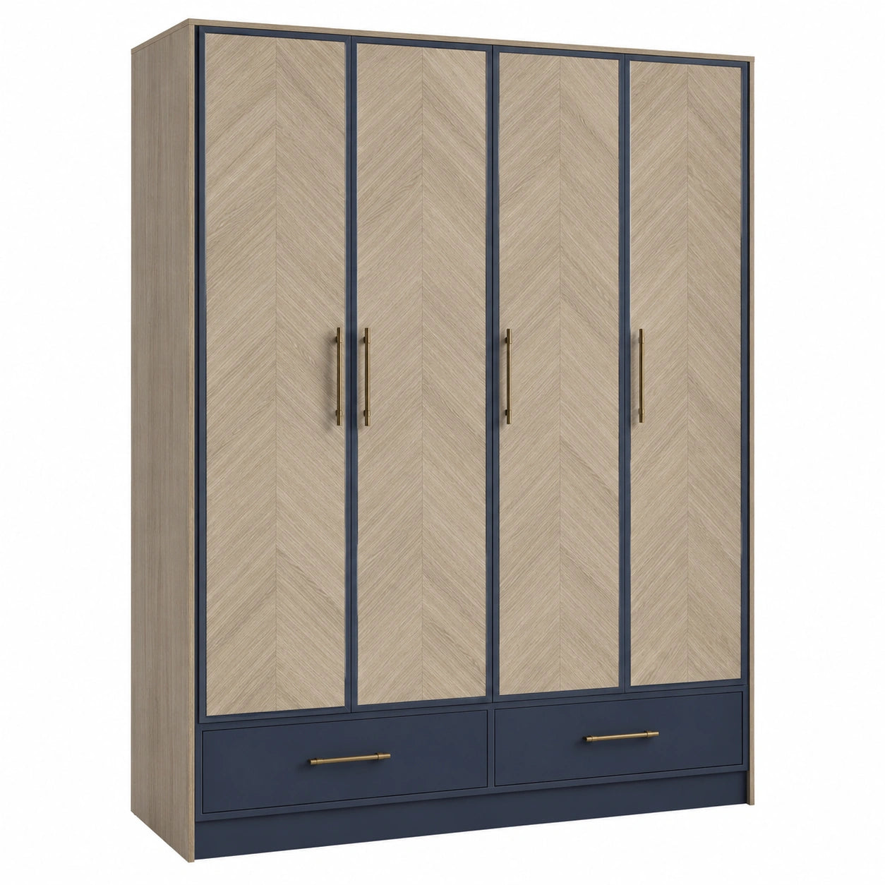 Armario de 4 puertas de madera y metal con cajones