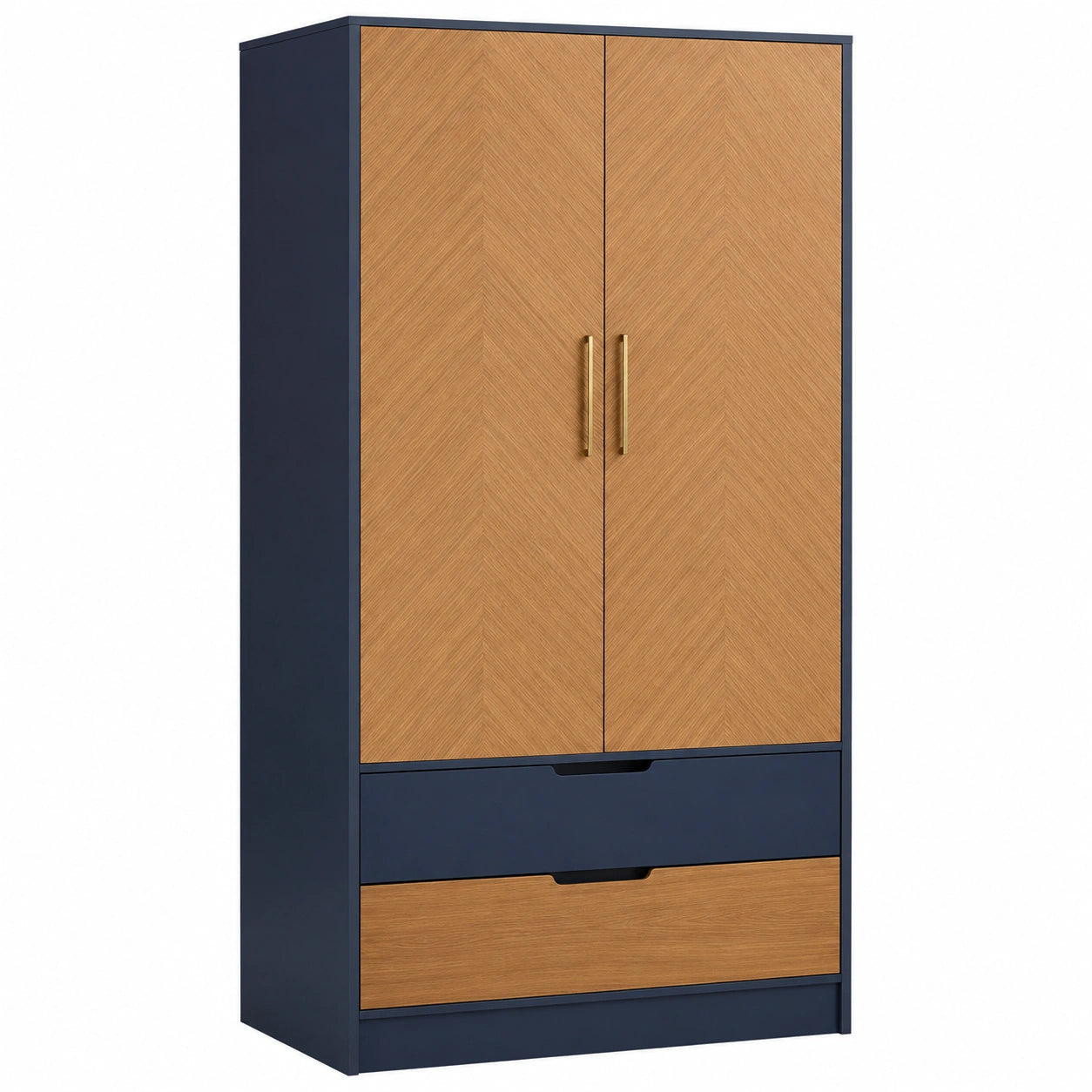 Armario de Madera y Metal con Puertas Dobles y Cajones 180x80x50 cm