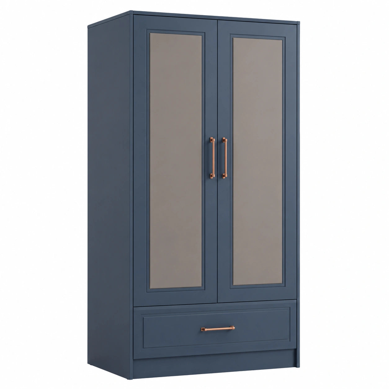 Armario de MDF Azul con Cristal Espejado 200x100x60 cm