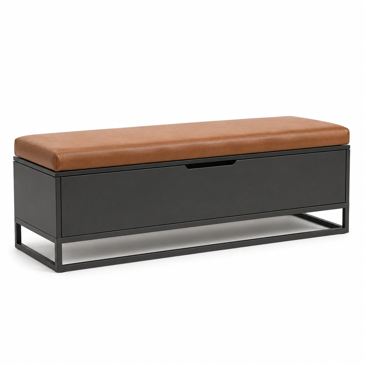 Banco de Metal con Asiento de Cuero PU Marrón 120cm