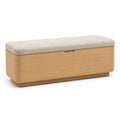 Banco de almacenamiento de madera y tapizado beige 120x40x45 cm