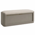 Banco de almacenamiento de madera con asiento de poliéster gris y beige