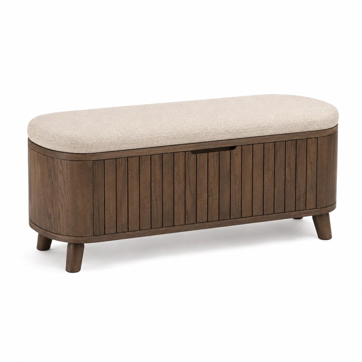Banco de almacenamiento de madera y tela beige 120 cm