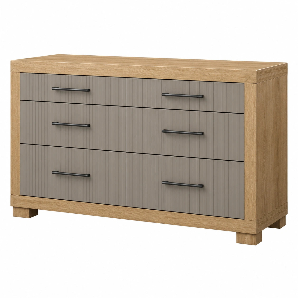 Cajonera de MDF con 6 cajones en Gris y Madera 120x40x75 cm