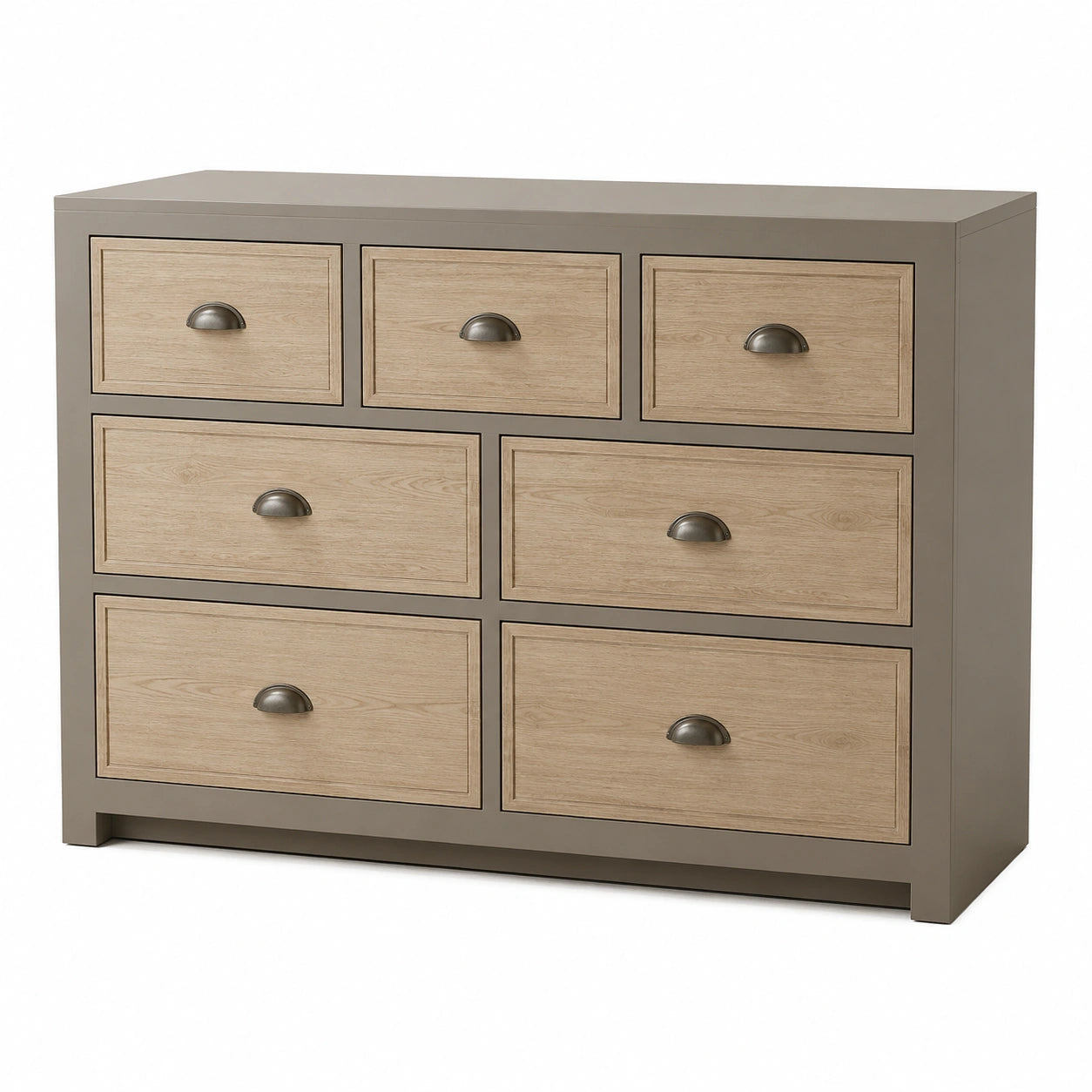 Cajonera de Madera MDF Beige/Gris con 7 Cajones