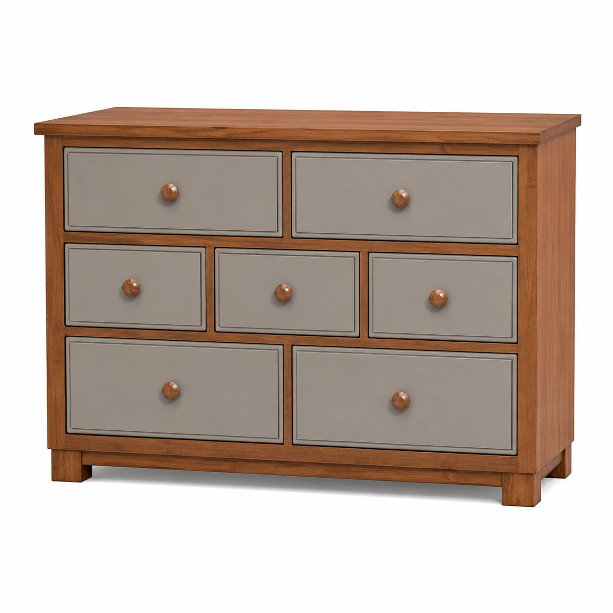 Cómoda de Madera con 7 Cajones Gris y Marrón