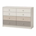 Cajonera de MDF con 8 cajones en Blanco, Beige y Gris 120x40x80 cm