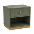 Mesita de Noche de Madera MDF y Roble Verde