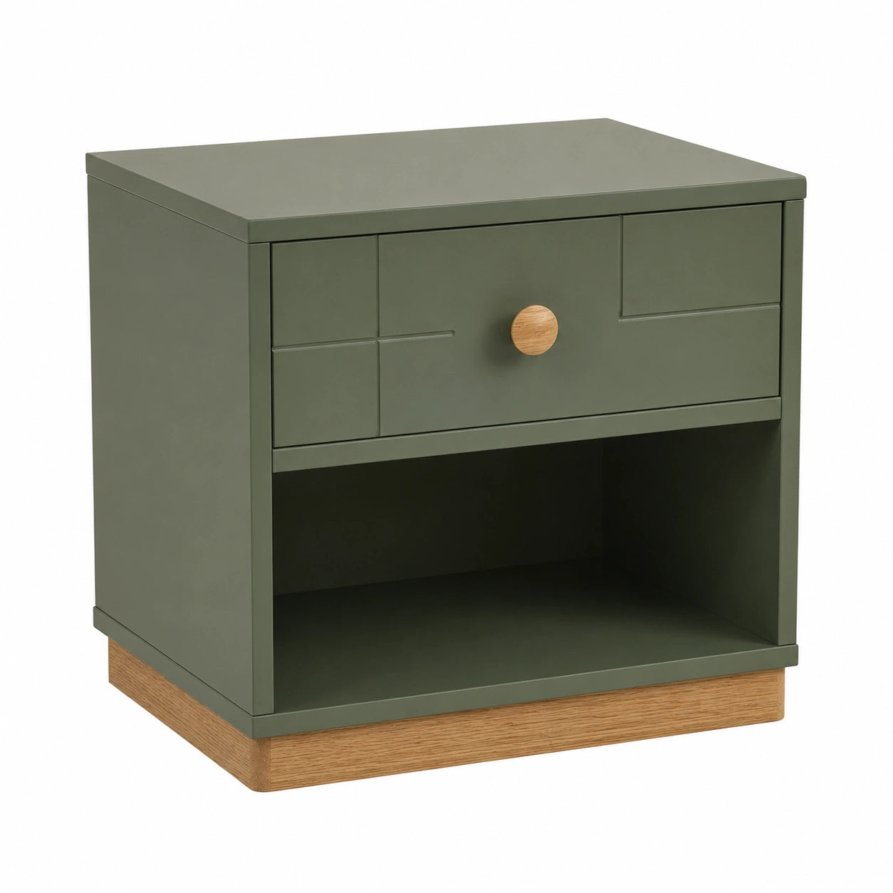 Mesita de Noche de Madera MDF y Roble Verde