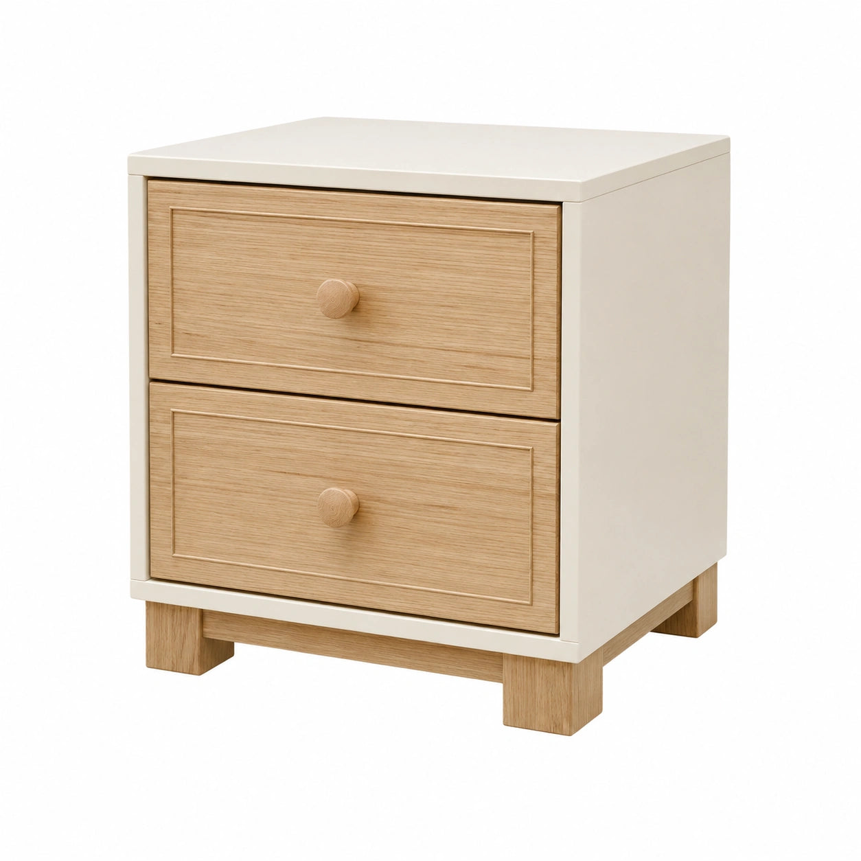 Mesita de noche de madera y MDF con cajones