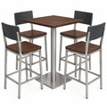 Conjunto de mesa y sillas altas de madera y metal color Nogal oscuro y Negro
