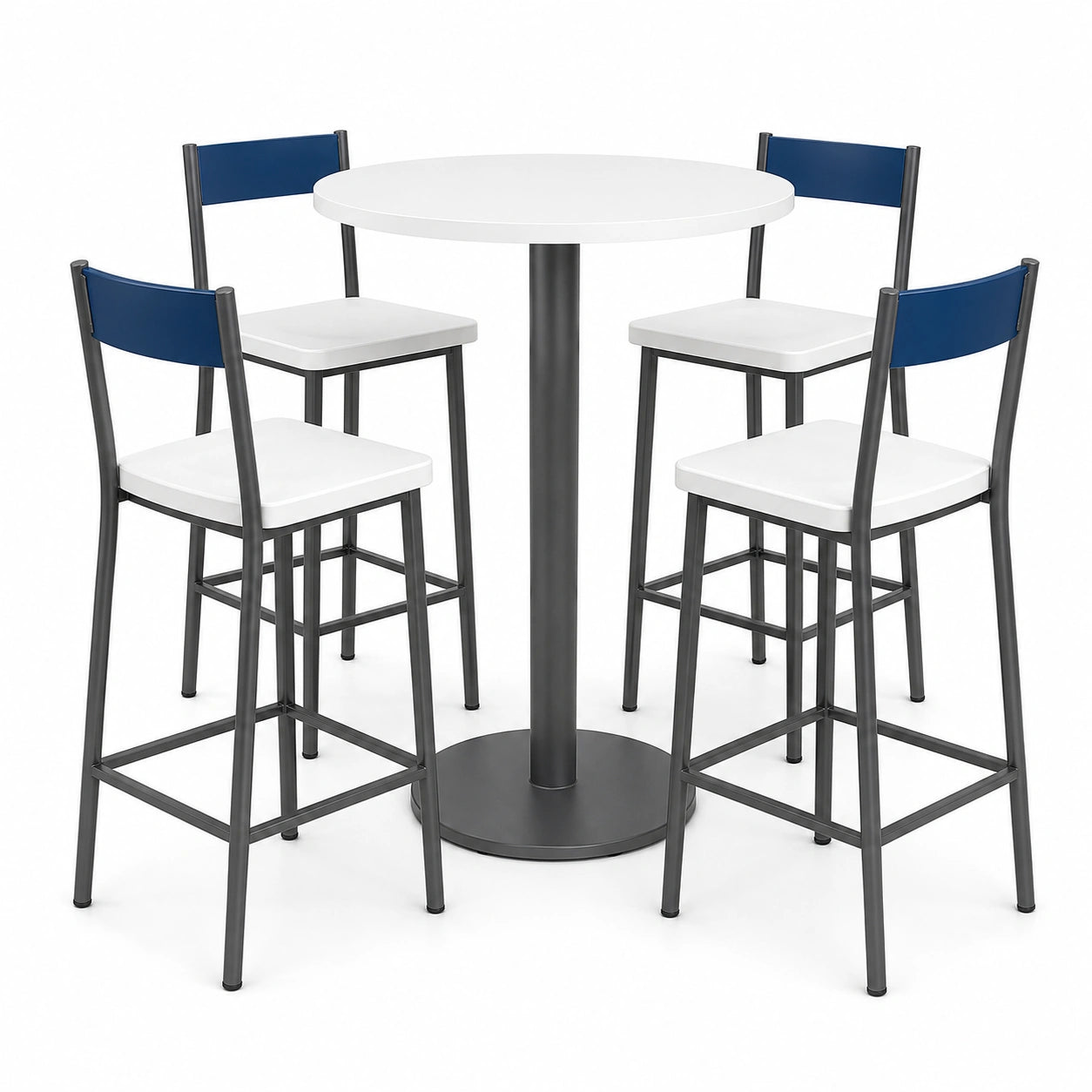 Juego de Mesa Alta con 4 Taburetes de Metal