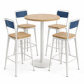 Set de Mesa Alta con 4 Sillas de Madera y Metal Blanco/Azul