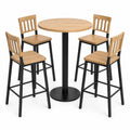 Conjunto de mesa alta redonda y 4 taburetes de madera y metal