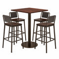 Conjunto de Mesa Alta y 4 Taburetes de Madera y Metal Marrón