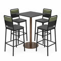 Conjunto de Mesa Alta y 4 Sillas de Metal con Respaldo de Tela