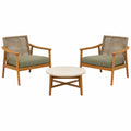 Conjunto de Sillones de Madera de Teca y Mesa de Mármol Travertino
