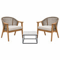 Conjunto de Sillas de Madera con Cuerda y Mesa de Mármol