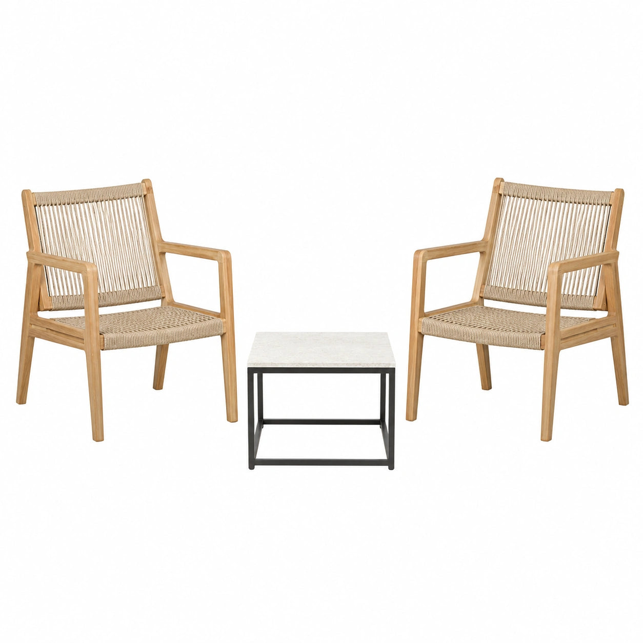 Conjunto de Muebles de Jardín de Madera y Piedra