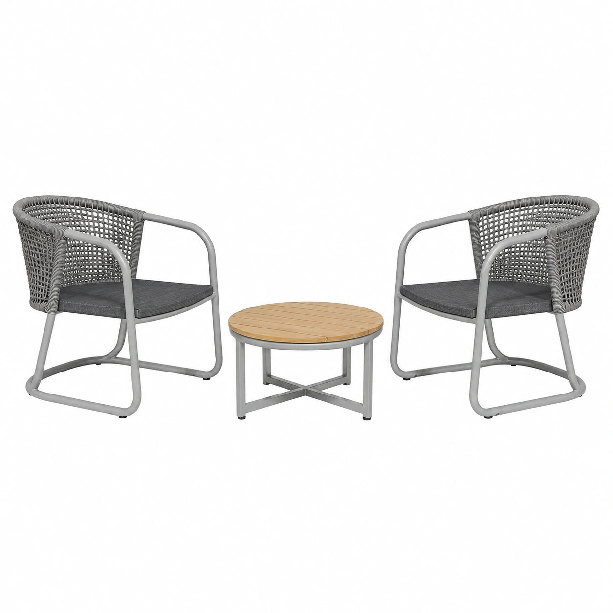 Conjunto de Sillas y Mesa de Exterior en Aluminio y Madera