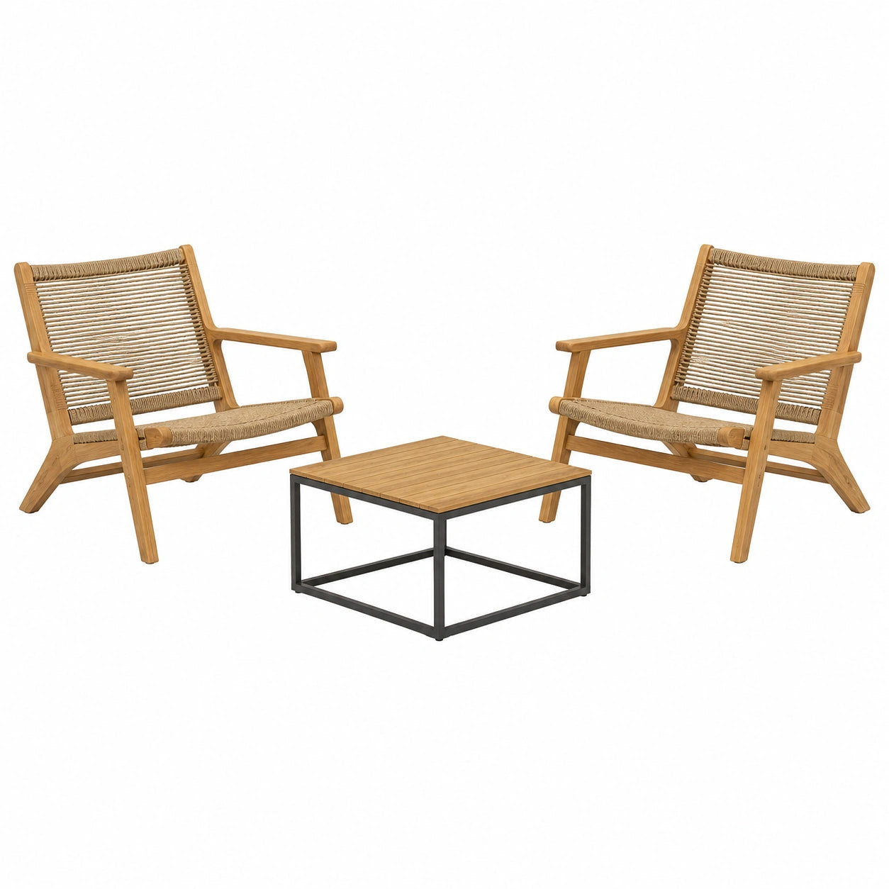 Conjunto de Muebles de Exterior de Teca y Acero