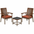 Conjunto de Sillas de Aluminio x2 con Cojines Rojos y Mesa de Centro de Mármol